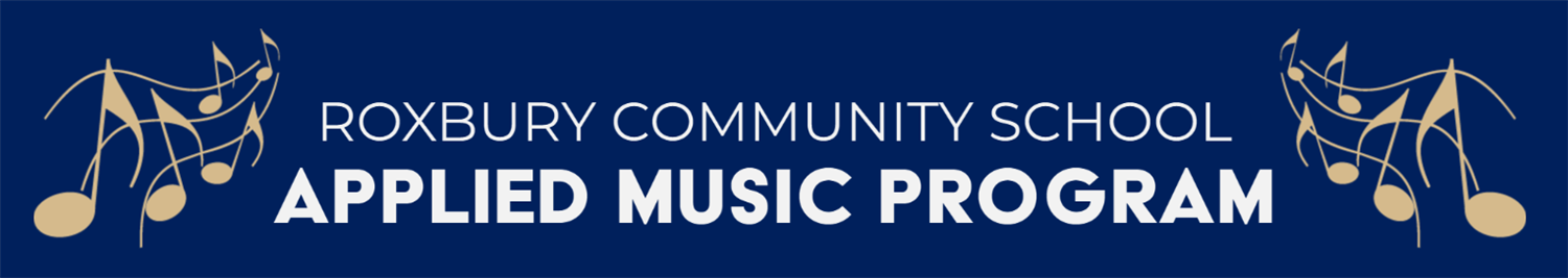 RCS Applied Music Program Header with music notes on the left and right 